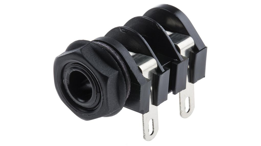 Audio Connector, Socket, Stereo, Right Angle, 6.35 mm, Pack of 5 pieces